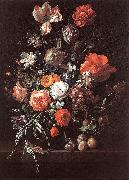RUYSCH, Rachel Still-Life with Bouquet of Flowers and Plums af oil painting picture wholesale